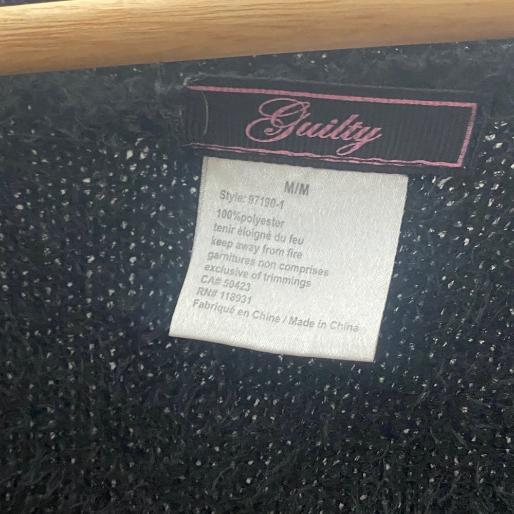 Guilty Black Fuzzy Long Sleeve Sweater M